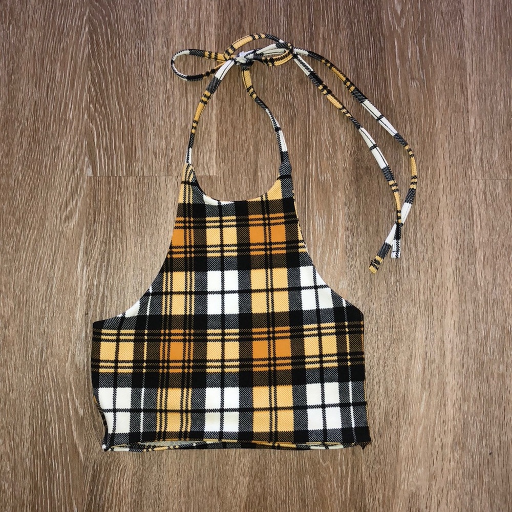 Yellow Plaid Halter Top